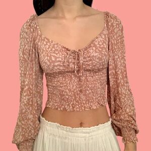 Urban Pink Cheetah Smocked Long Sleeve